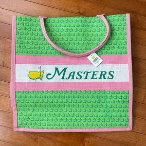 Masters jute golf tote bag pink green